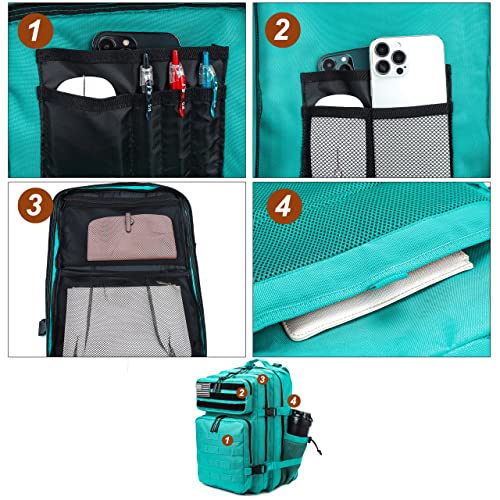 LHI Military Tactical Backpack for Men and Women 45L Army 3 Days Assault Pack Bag Large Rucksack with Molle System - Lake Blue - color: 1.4 Lake Blue