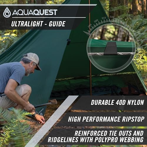 AquaQuest Guide Tarp – Ultralight Waterproof (5,000 mm) Seam-Taped 40D Ripstop Rain Fly for Backpacking, Stealth Camping & Thru-Hiking - color: Stealth Gray, size: 15 x 15 ft