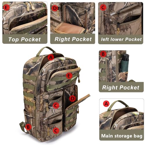 Tactical Camo Backpack for Men Women Waterproof Durable MOLLE Backpack Camping Hunting Emergency Preparedness - color: Camouflage
