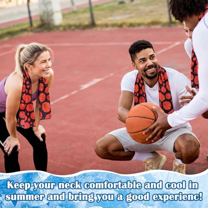 FuWeave 12 Pack Basketball Cooling Towel 40 x 12 Inch Breathable Sport Cooling Towel Microfiber Fast Drying Team Gifts for Athletes Yoga Gym Camping Running - style: Classic Basketball
