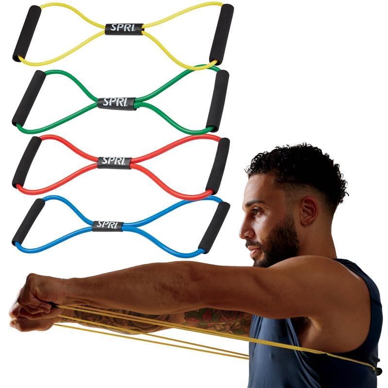 SPRI Ultra Toner Figure 8 Resistance Band with Padded Handles Great for Stretch, Exercise, Fitness Training, Yoga, Resistance Weights, Therapy, Gym or Home Workout Equipment. - style: Multi-Pack