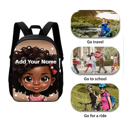 Personaized Backpack for Girls 4-6 Afro Kids Bookbag Custom Name Book Bag for Student 2 Grade/3Rd Grade Black Magic School Bag - color: African Black Girl-17