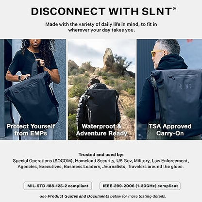 Silent Pocket SLNT Faraday Waterproof Backpack Signal Blocking Dry Bag Protects Against Identity Theft for Work, Travel, Hiking - Blocks RFID, WiFi, Bluetooth, NFC, Cellular, GPS, EMF - size: 20L