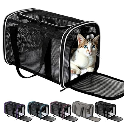 Cat Carrier Dog Carrier Pet Carriers Soft-Sided Cats Bag Animal Carriers Puppy Carrying Bag TSA Airline Approved Small Dog Carrier Soft Sided, Collapsible Travel Carriers for Big Cats(Up to 16lbs), - color: white, size: 17*11*11