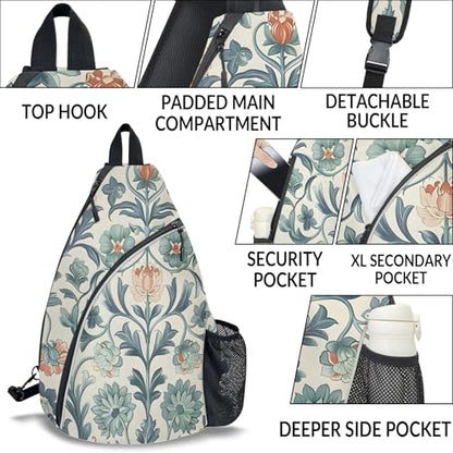 Pickleball Bag for Women Men Adjustable Crossbody Sling Backpack Hold Pickleball Paddle Water Bottle - color: Multicolor 5