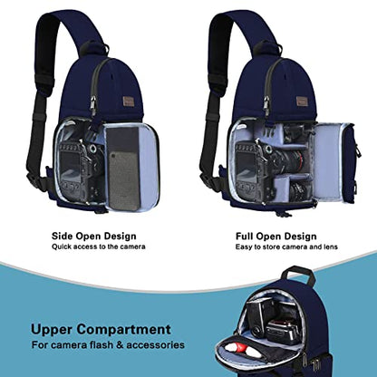 MOSISO Camera Sling Bag, DSLR/SLR/Mirrorless Camera Backpack Case Shockproof Photography Backpack with Tripod Holder & Removable Modular Inserts Compatible with Canon/Nikon/Sony/Fuji, Navy Blue - color: Navy Blue