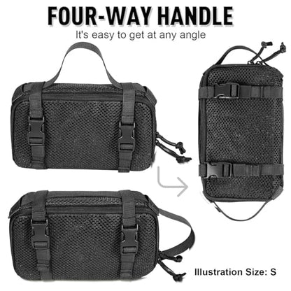 4 Set Tactical Packing Cubes ，Compressible Mesh Duffle Storage Bag,Portable Edc Molle Pouch Organizer. - color: BK