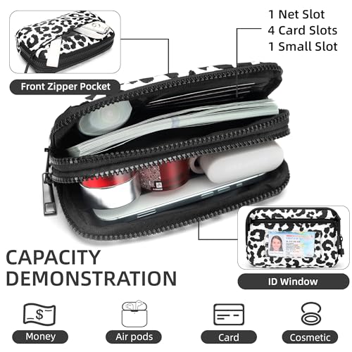 FODOKO Wristlet wallets for women Nylon Quilted Wallet with 4 Zippers,Travel Credit Card,Holder Cell Phone Organizer - color: Black-1