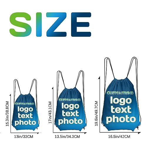 Custom Drawstring Backpacks Personalized Drawstring Bag with Logo Name Text for Gym Dance Basketball Football Outdoor Sports (13"X15.3") - size: 13"X15.3"
