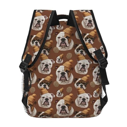 Laptop Backpack Funny English Bulldog Art, Water Resistant Office Commuter Daypack with Inner Pocket for Business and Travel - color: Pattern (742)