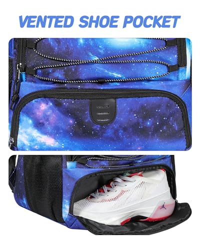 Basketball Bag Backpack for Men Women with Ball & Shoes Compartment 30L Capacity Lightweight Breathable Boys Girls Soccer Ball Bag Backpack Fit Volleyball Football Sports Travel School Gym - color: TK13Space