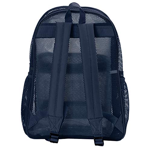 K-Cliffs Heavy Duty Mesh Backpack Quality Classic Student Net Bookbag Durable See Through Simple Netting Daypack Basic School Bag Navy - color: Navy