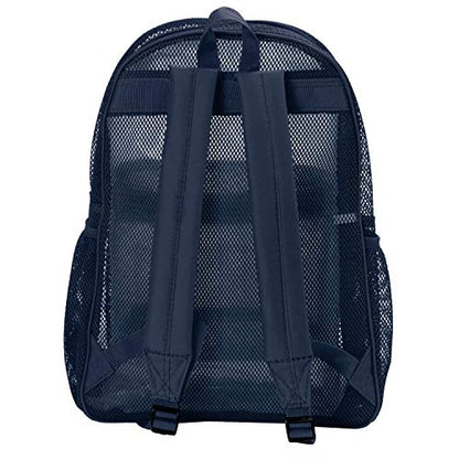 K-Cliffs Heavy Duty Mesh Backpack Quality Classic Student Net Bookbag Durable See Through Simple Netting Daypack Basic School Bag Navy - color: Navy