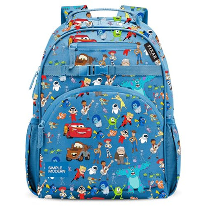 Simple Modern Large Disney Pixar Kids Backpack for School Girls and Boys | Elementary Backpack for Teen | Fletcher Collection | Kids - 16" tall | Pixar Mashup on Blue - color: Disney: Pixar Mashup on Blue, style: Kids Large