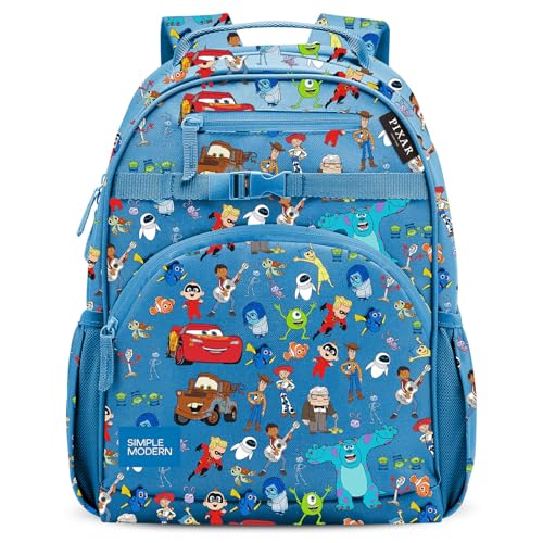Simple Modern Large Disney Pixar Kids Backpack for School Girls and Boys | Elementary Backpack for Teen | Fletcher Collection | Kids - 16" tall | Pixar Mashup on Blue - color: Disney: Pixar Mashup on Blue, style: Kids Large
