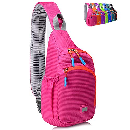 Peicees Small Sling Backpack Waterproof Unisex Shoulder Bag Chest Crossbody Daypack - color: Rose Red, size: Small
