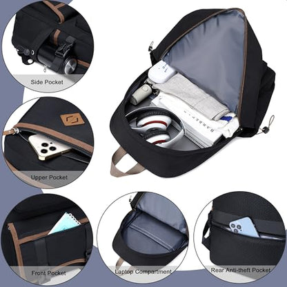 Laptop Backpack 15 -17 Inch for Women Men Large College Bookbag Elementary Middle High School Bag for Kids Teens Girls Boys Student Waterproof Travel Backpacks Book Rucksack Work Daypack Black - color: Black