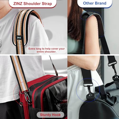 ZINMARK Shoulder Strap 59 inch, Extra-Thick Fixed Cushion Pad and Dual Clasps Universal Replacement Strap for Bags, Camera, Crossbody，Lawn mower -Black Gold Jacquard - color: Black Gold Jacquard