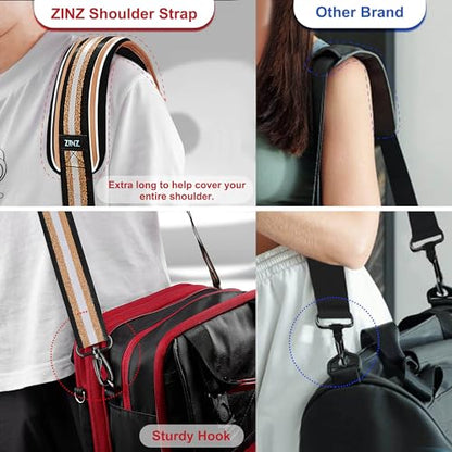 ZINMARK Shoulder Strap 59 inch, Extra-Thick Fixed Cushion Pad and Dual Clasps Universal Replacement Strap for Bags, Camera, Crossbody，Lawn mower -Black Gold Jacquard - color: Black Gold Jacquard