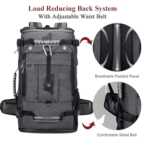 WITZMAN Travel Backpack for Men Large Duffle Luggage Bag Fit 17 Inch Laptop Carry On Bags for Airplane (B681 Silvery Grey New) - color: Silvery Grey New