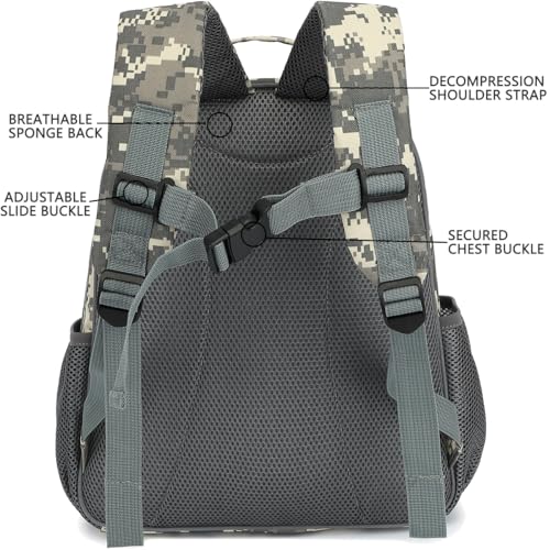 FlowFly Kids Backpack for Toddler Boys Girls, Simple Lightweight Bookbag for Daycare Kindergarten Elementary School Travel, Small Modern Bag (Medium 15''), Digital Camo - color: Digital Camo, style: Kids Medium: 12l