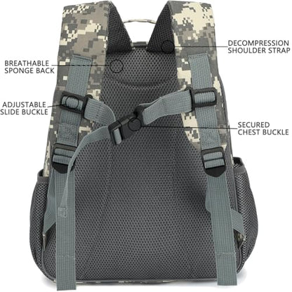 FlowFly Kids Backpack for Toddler Boys Girls, Simple Lightweight Bookbag for Daycare Kindergarten Elementary School Travel, Small Modern Bag (Medium 15''), Digital Camo - color: Digital Camo, style: Kids Medium: 12l