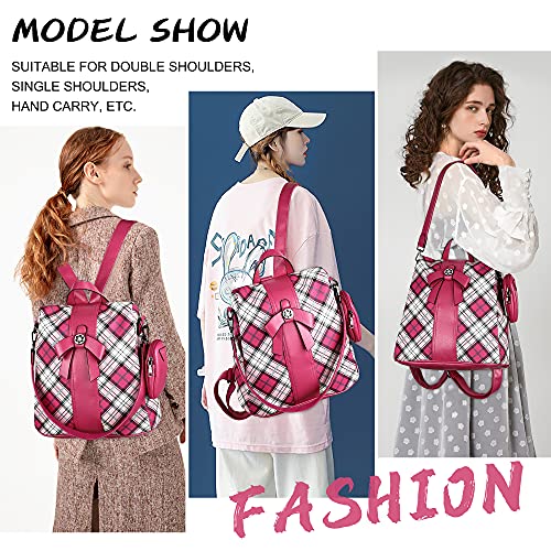 ZOCAI Backpack Purse for Women Fashion Backpack Purses PU Leather Daypacks Anti-Theft Shoulder Bag Satchel Purse - color: Rose/Rose