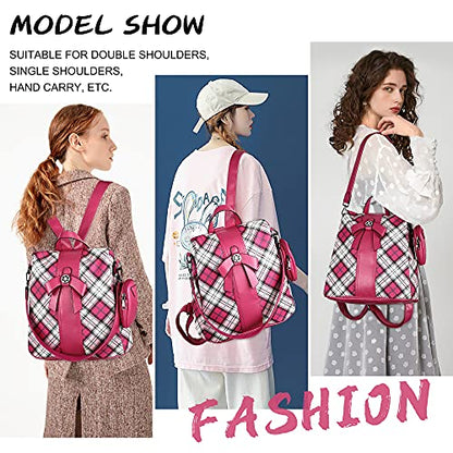 ZOCAI Backpack Purse for Women Fashion Backpack Purses PU Leather Daypacks Anti-Theft Shoulder Bag Satchel Purse - color: Rose/Rose