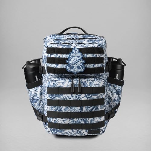 WOLFpak 35L Athletic Gym Backpack (Sailor's Curse) - Durable 1000D Waterproof Oxford Material with MOLLE Webbing, Laptop Pocket & Dual Cup Holders, Durable Fitness/Travel/Military Daypack - color: Sailor's Curse