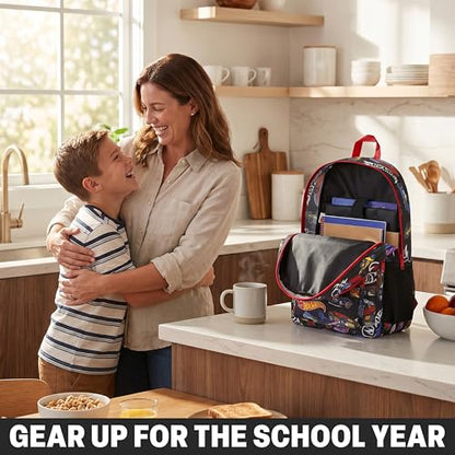 Get Trend Hot Wheels | Disney Toy Story | Cars Kids Backpack, Boys Lightweight 18in Book Bag, Padded Straps Travel School Bag - color: Multi Wheels