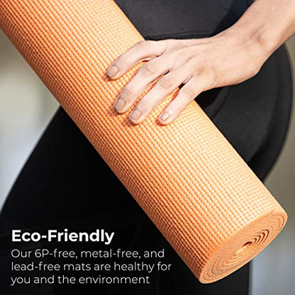 10-Pack Yoga Mat, 68" x 24" Non Slip Exercise Mat, 4mm Thick Gym Mat for Fitness and Stretching, Bulk Non Toxic Yoga Mats for Schools and Studios - color: Orange
