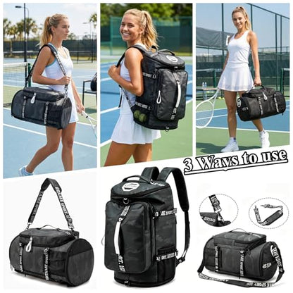 Gym Duffle Bag Backpack with Shoe Compartment,4 ways Travel Backpack for Women and Men,Multi-Functional Weekender bag with Waterproof Layer&Laptop Compartment for Fitness, Travel,Camping - color: Brown