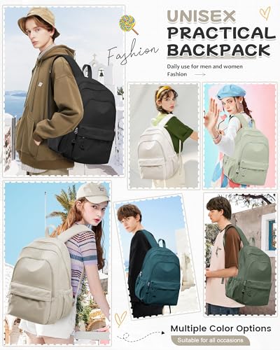 BJLFS Khaki School Backpack for Girls Women Waterproof High School Book Bag Cute Backpack for Men Teens Boys, Lightweight Simple Middle School Back Pack Daypack - color: A0-khaki