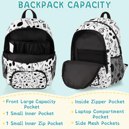 Black And White Music Laptop Backpack for Women Men, Musical Notes Work Travel Computer Backpacks, 18.3 Inch Large Computer Nurse Teacher Bags Casual Daypack - color: Multicolor 16