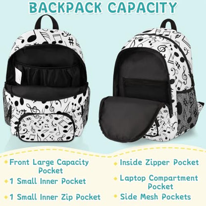Black And White Music Laptop Backpack for Women Men, Musical Notes Work Travel Computer Backpacks, 18.3 Inch Large Computer Nurse Teacher Bags Casual Daypack - color: Multicolor 16