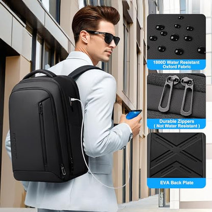 Fenree.geer Business Travel Backpack for Men, Expandable Water Resistant 17 Inch Laptop Backpack with USB Port, Black Computer Backpack for College/Work - size: Expandable