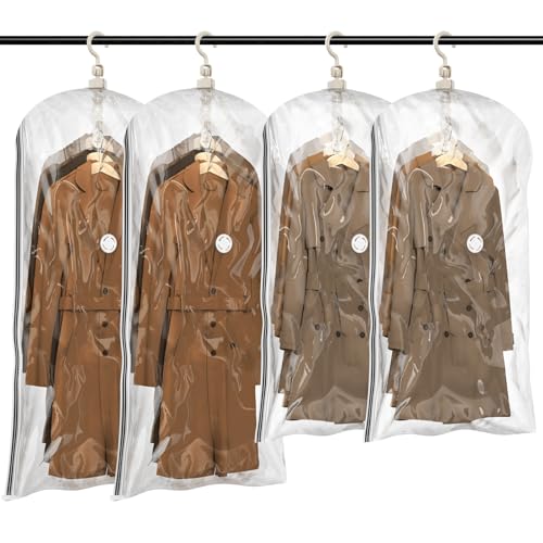 TAILI Hanging Vacuum Storage Sealer Bags Space Saver Bag for Clothing, Suits and Jackets, Closet Organizers, Travel, Set of 4 (2 Long, 2 Short), Clear - color: Clear, size: 4 Combo
