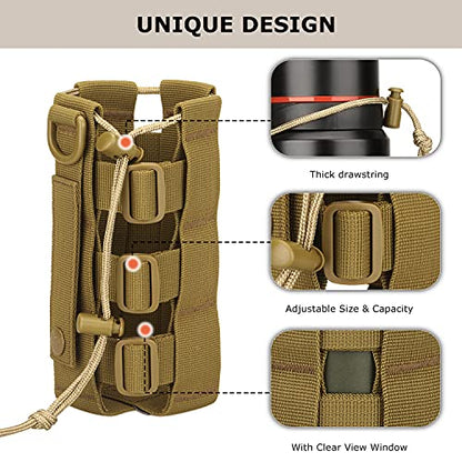 Molle Water Bottle Holder, Tactical Molle Water Bottle Pouch, Tactical Backpack Attachment Pouches - color: Black