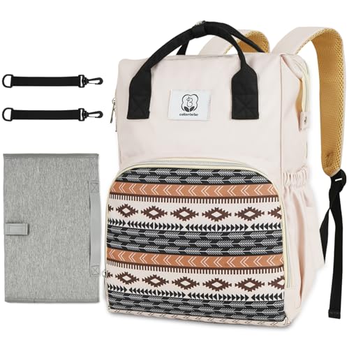 Western Diaper Bag with Changing Pad, Large Baby Bags Backpack with Stroller Straps & Insulated Pockets, Multifunction Waterproof Travel Diapers Back pack for Women & Man, Boho - color: Khaki