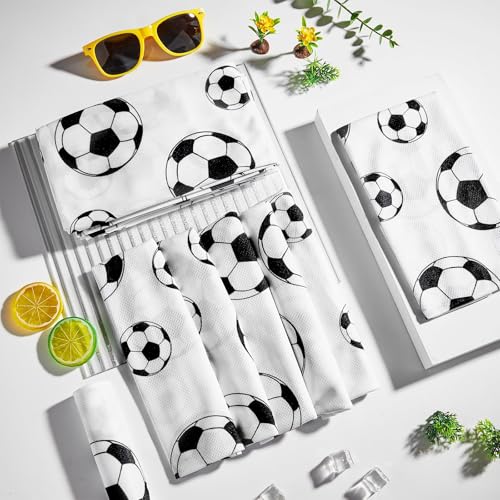 30Pcs Soccer Ball Cooling Towels for Neck and Face 40 x 12 Inch Sports Team Gifts Workout Ice Towel for Gym Sweat Microfiber Breathable Chilly Bulk Neck Wraps for Athletes Camping Travel Outdoor - style: Soccer