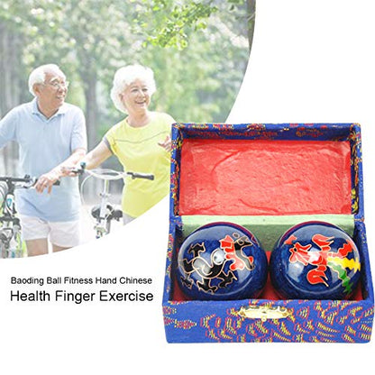 2Pcs Chinese Health Exercise Stress Baoding Balls, Meditation Massage Handball with Box, Hand Exercise Ball for Men Women Hand Exercises and Stress Relief(Color:Blue Tai Ji) - color: Blue Tai Ji