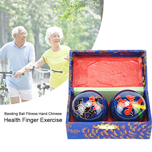 2Pcs Chinese Health Exercise Stress Baoding Balls, Meditation Massage Handball with Box, Hand Exercise Ball for Men Women Hand Exercises and Stress Relief(Color:Green Dragon and Phoenix) - color: Green Dragon and Phoenix