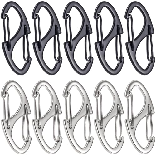 HINZIC 10pcs Anti Theft Zipper Locks, Dual Opening Theft Deterrent Clasps, Zipper Clips Replacement for Backpacks, Luggage, Clothing, Traveling Outdoor Sports- Black & Silver - color: 10pcs- Black & Silver