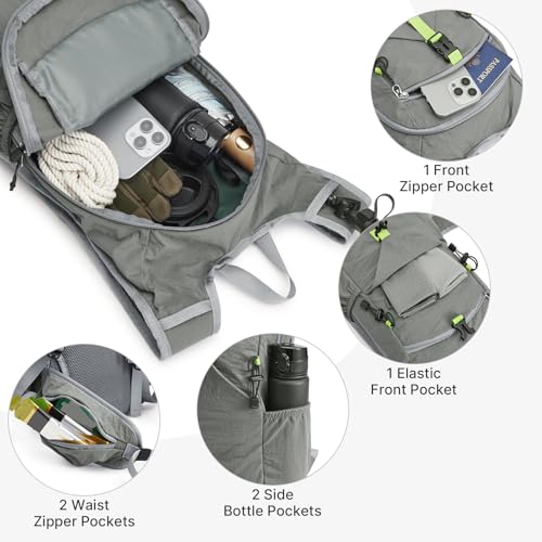 G4Free 20L Hiking Backpack with Waist Strap for Women Men, Lightweight Waterproof Daypack for Travel Camping Outdoor, Grey - color: Grey