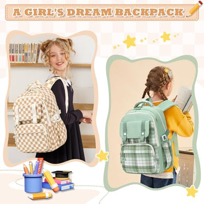 MUSEVOS Girls Backpack, Elementary Middle School Backpack, Large Capacity Kids Bookbag - color: Khaki
