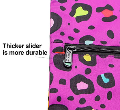 HOLYLUCK Drawstring Backpack Bag Sport Gym Sackpack - color: Colorful Purple Leopard