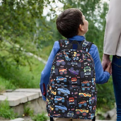 LEDAOU Kids Backpack for Boys Girls Preschool Kindergarten Elementary School Bookbag Toddler School Bag with Chest Strap - color: Colorful Big Car