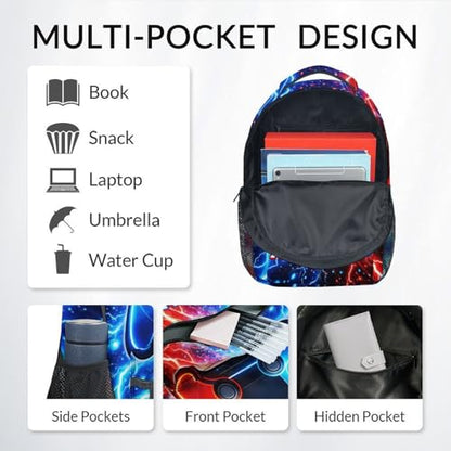 Custom Gamer Backpack for Boys - Personalized 17 Inch Kids Toddlers Bookbag, Lightweight Large Capacity Schoolbag for School Travel Camping - color: Gold
