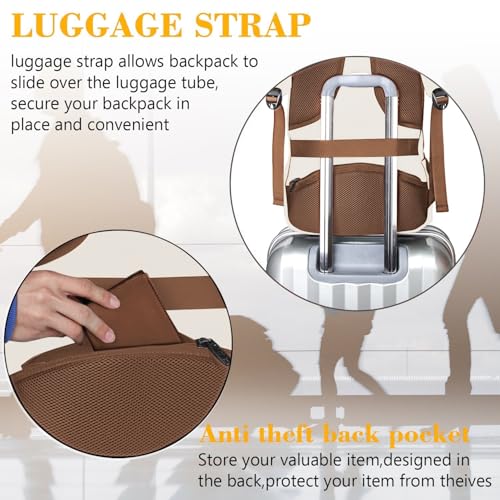MATEIN 15.6 inch Travel Laptop Backpack, Cute Anti Theft Slim Sturdy Bag - color: Beige Brown, size: 15.6 Inch