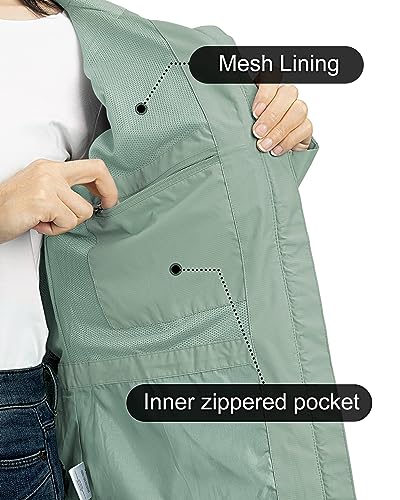 Outdoor Ventures Packable Rain Jacket Women Lightweight Waterproof Raincoat with Hood Cycling Bike Jacket - color: Aqua Tone, size: XX-Large